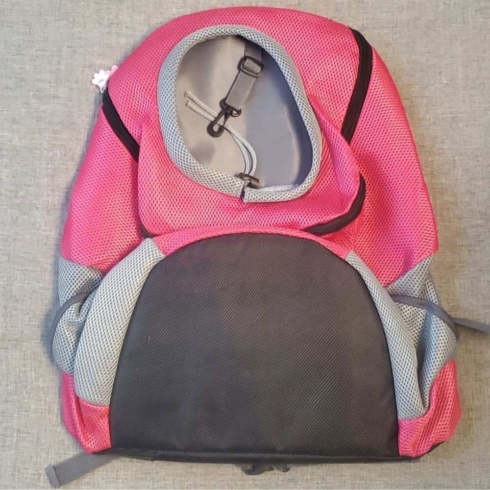 Pink and Gray Pet Carrier Backpack